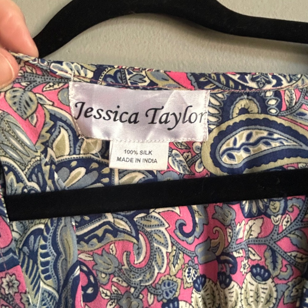 Jessica Taylor Pink Paisley 100% Silk Maxi Dress High Low Ruffle Tassel Boho S - Picture 3 of 9